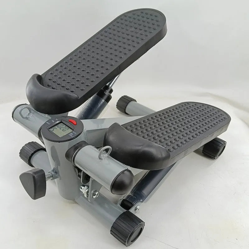 Silver grey hydraulic resistance exercise stepper machine for home fitness.