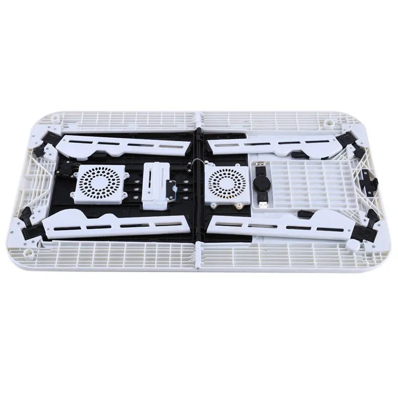 White folding ABS computer desk bed with adjustable legs and double heat dissipation, 560 x 316mm