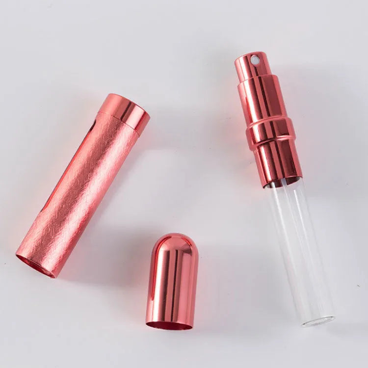 Slim aluminium 12ml portable perfume bottle in bullet shape with glass liner.