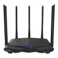 Dual-band AC7 wireless router, black, with four slots and 220 x 141.5 x 49mm body