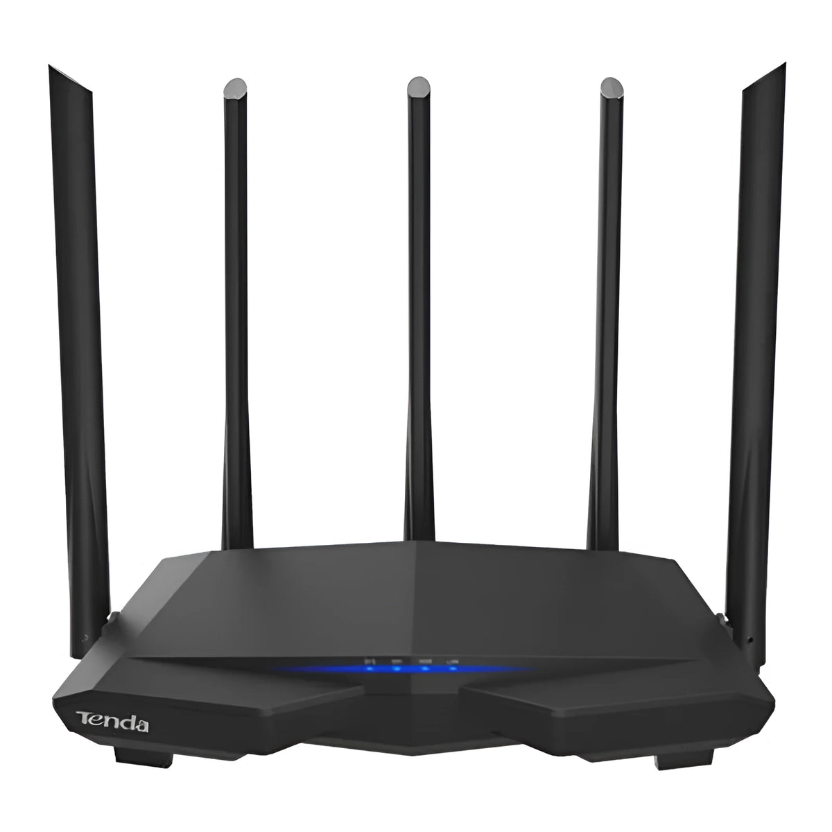 Dual-band AC7 wireless router, black, with four slots and 220 x 141.5 x 49mm body