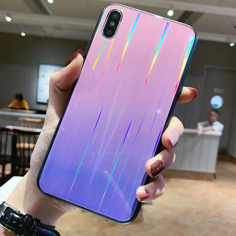 Gradient glass phone case with starry sky design for Huawei P20 in slim TPU PC back cover