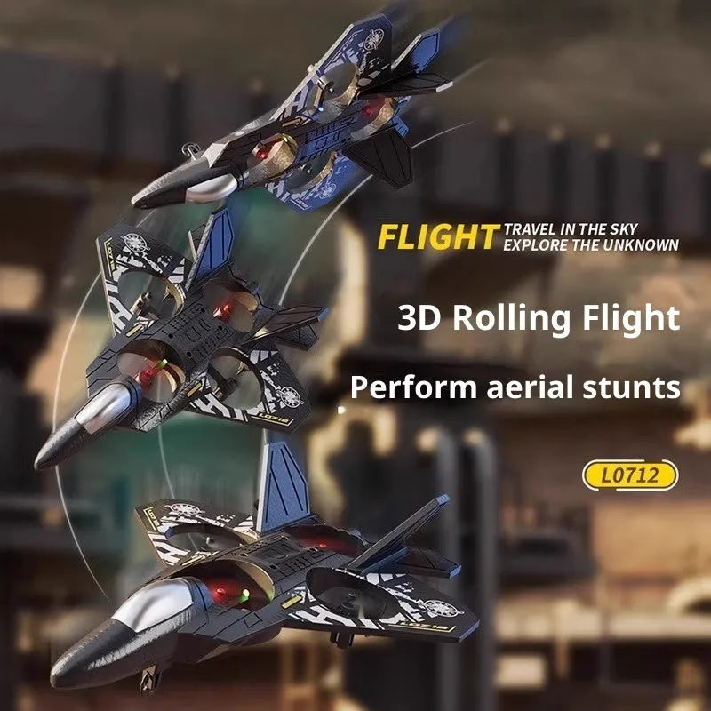 Remote control fighter jet model toy with plastic body, USB charging port, in 8th Generation Blue colour