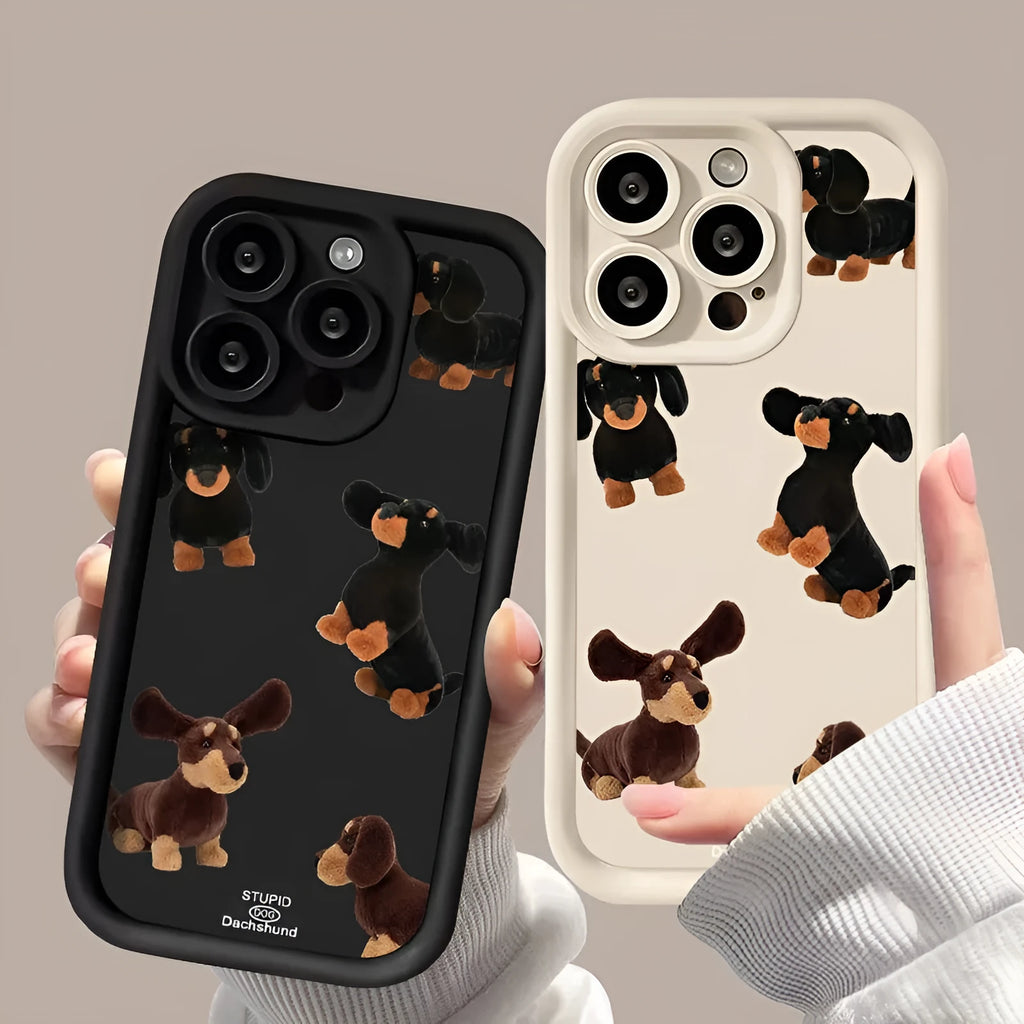 Cream TPU sausage dog phone case shockproof for iPhone 13