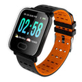 A6 smart bracelet with colour screen and silicone strap in blue, showing the zinc alloy case.