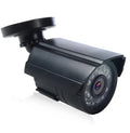 Black HD waterproof CCTV camera with infrared LEDs for night vision.