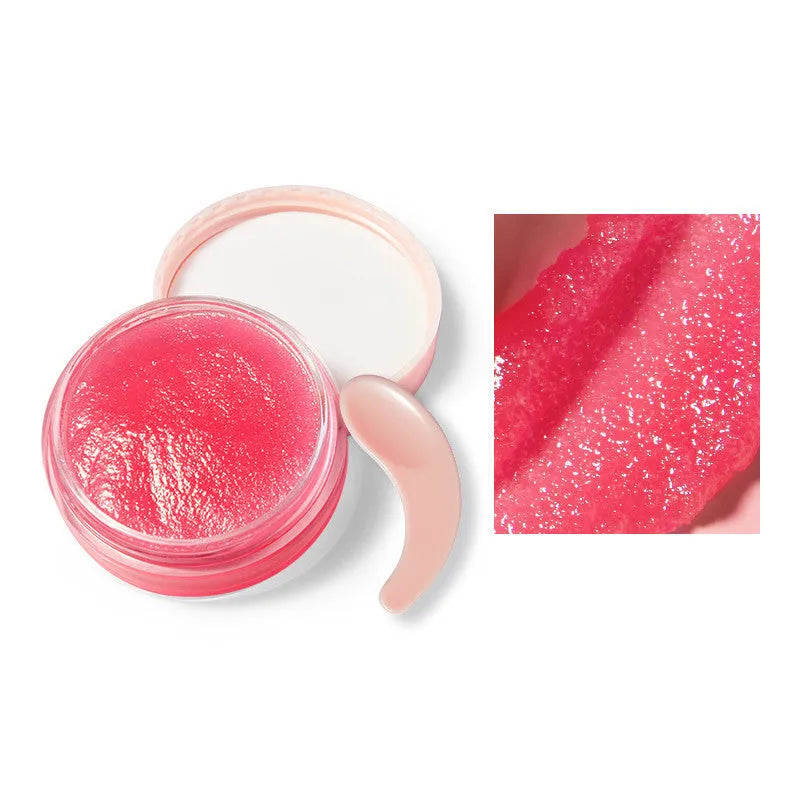 Honey Milk Soft Lip Scrub 8g in pink peach colour in a small pot with lid