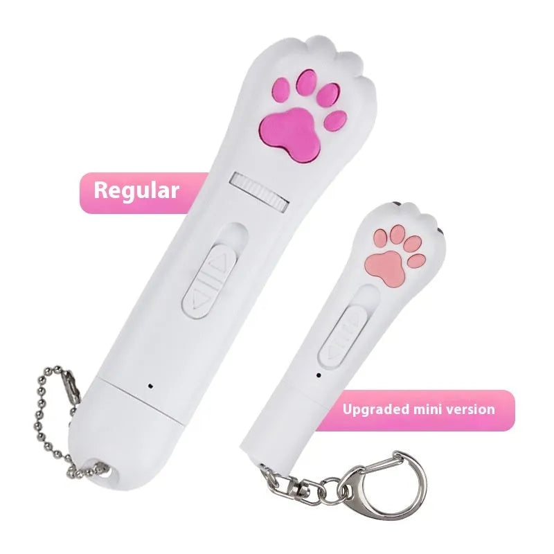 Colourful infrared cat teasing stick toy with laser patterns and LED moonlight lamp for interactive pet play