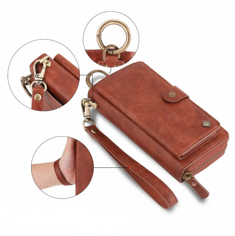 Galaxy Note8 imitation leather phone case wallet set with zipper closure in four colour options