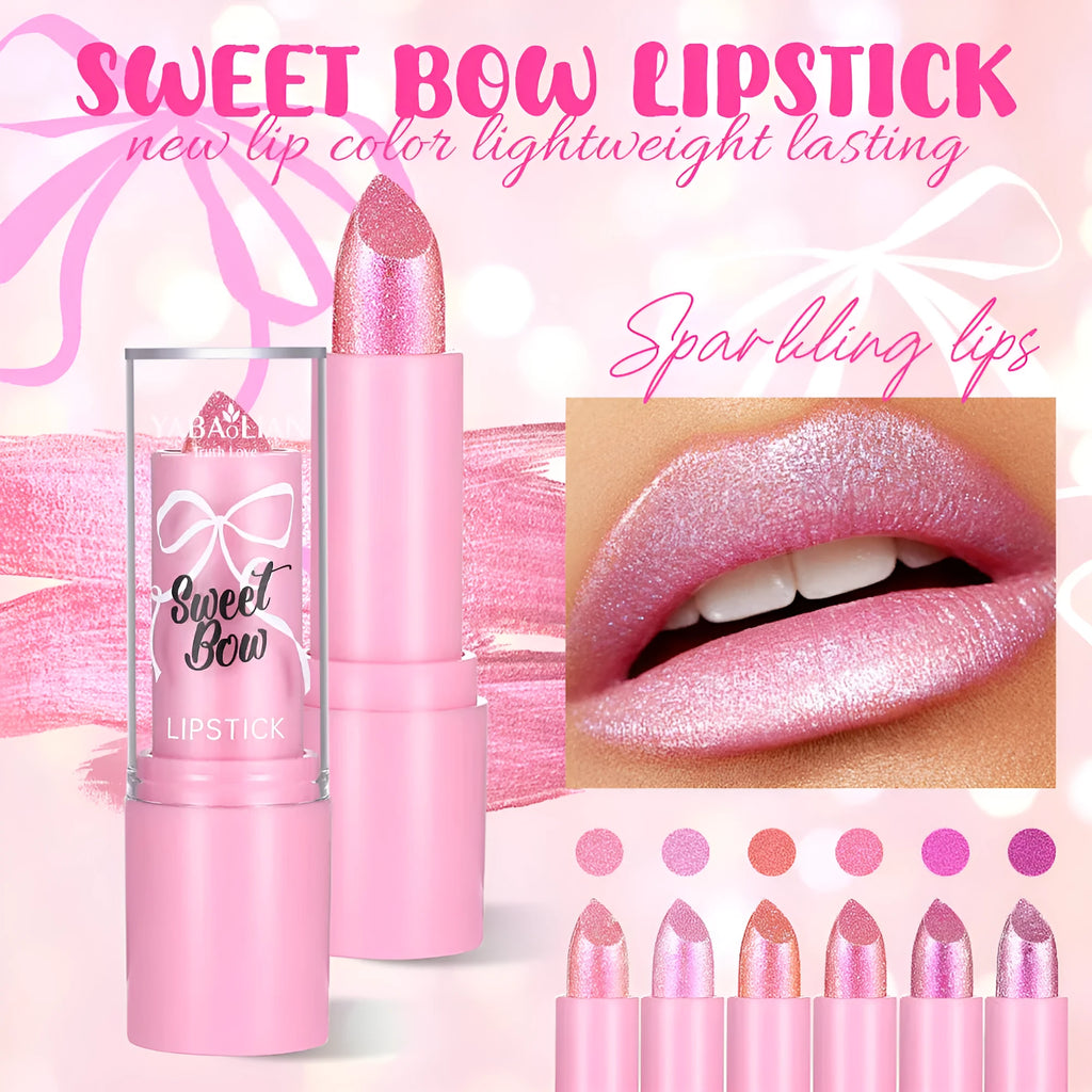 Sweetheart bow decorative diamond lipstick in Starlight Diamond series with six colour shade options