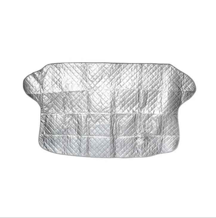 Car snow block front windshield cover made of aluminised film with anti-theft design