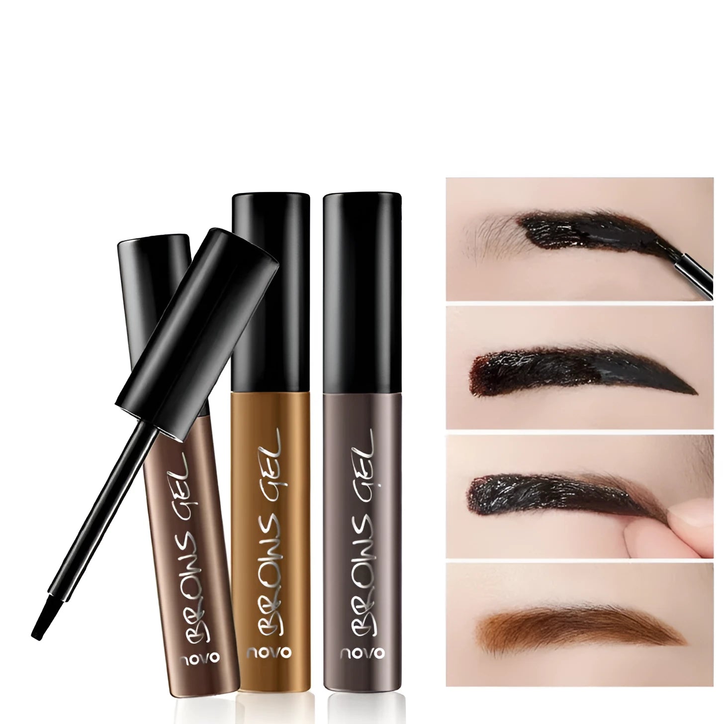 Peel off eyebrow tint gel in brown shade with flat brush applicator, 6g pot