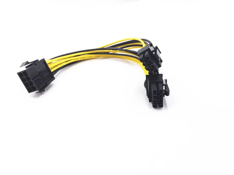 Black 8-pin female to dual 8-pin male graphics card power extension cable, 21cm length