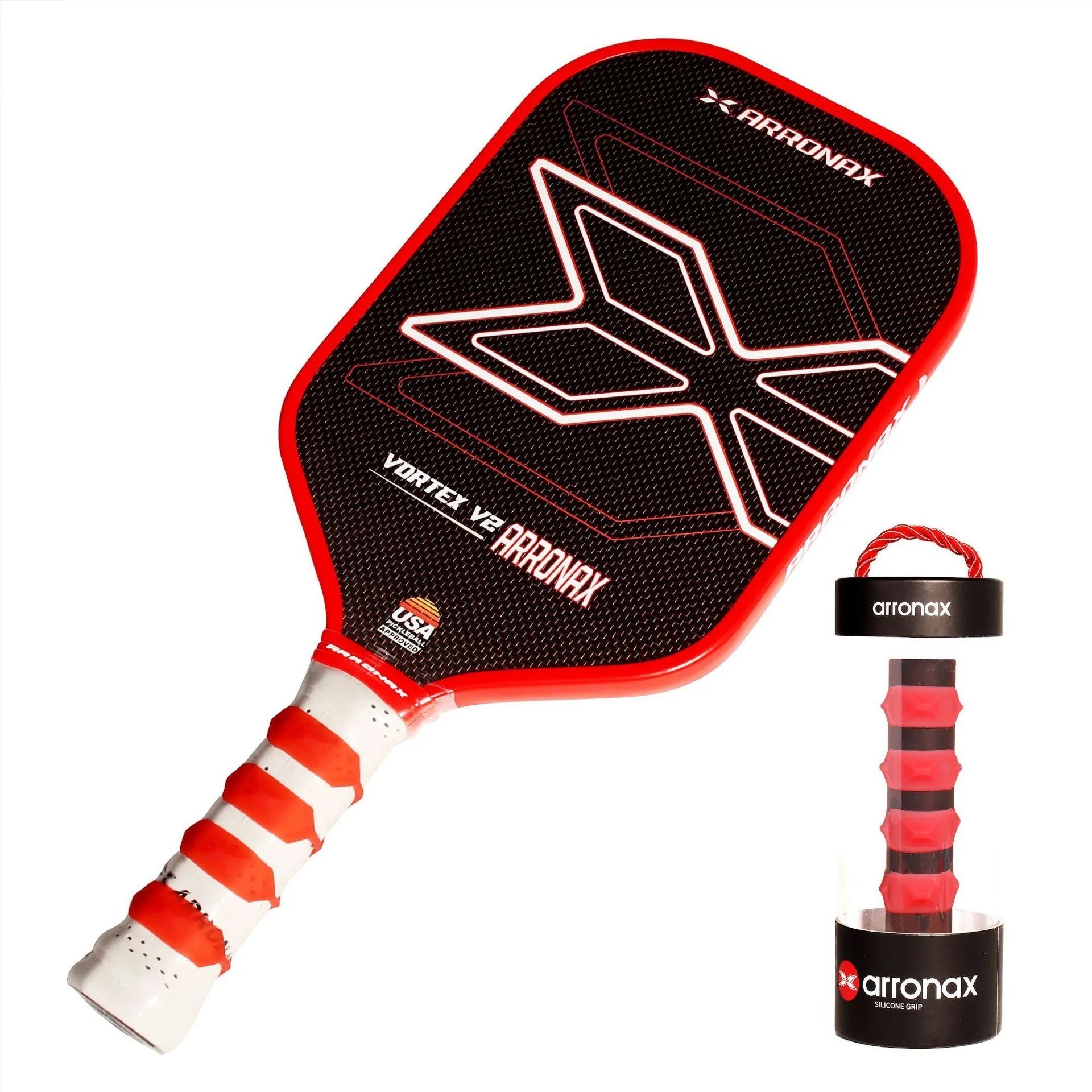 Peak silicone racquet hand grip buckle in multiple colours showing size of 17.6 by 6.4 cm.