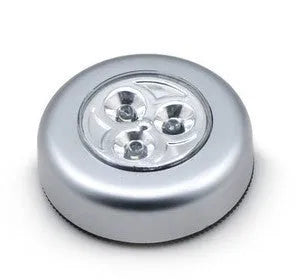 3LED touch clap lamp in white, approximately 8.5cm by 3cm, mounted on a shelf