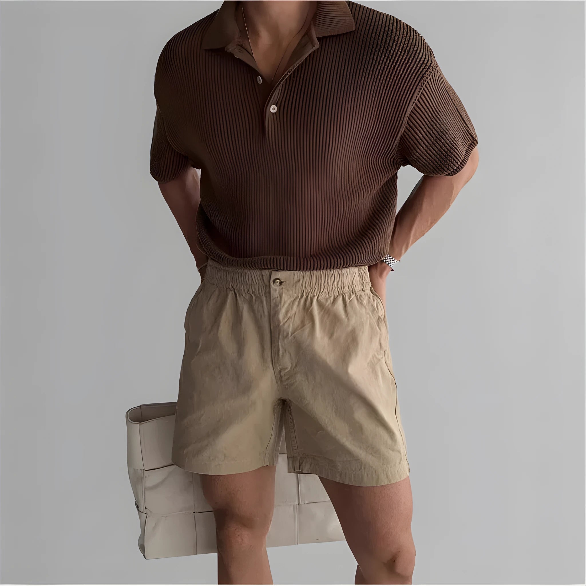Men's cotton loose fit sports shorts in black, white, and khaki colours for summer athletic wear