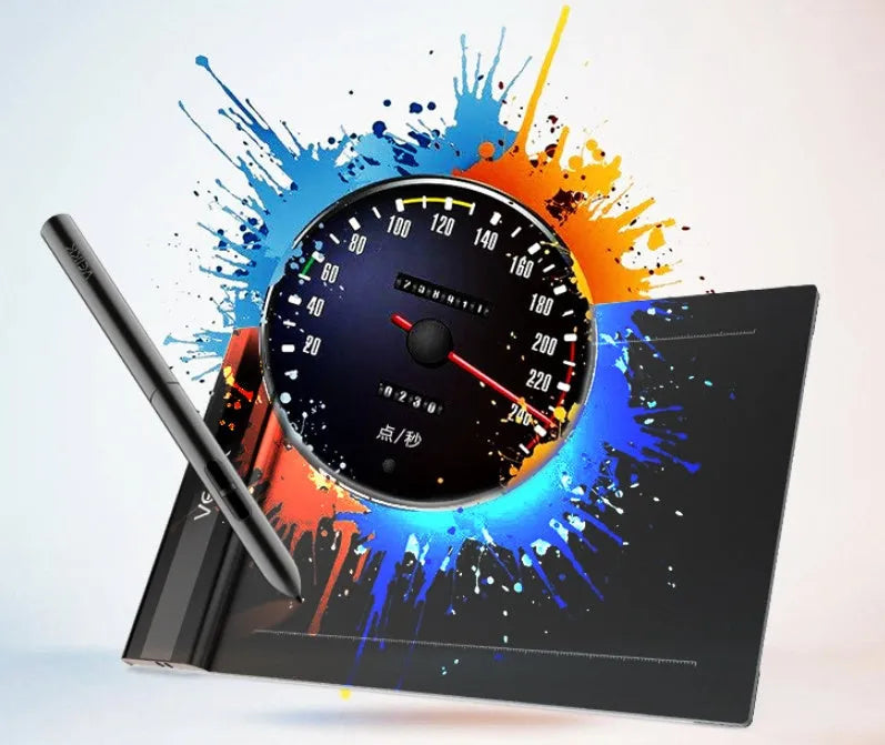 Black S640 graphics drawing tablet with 6x4 inch active area and battery-free P06 passive pen