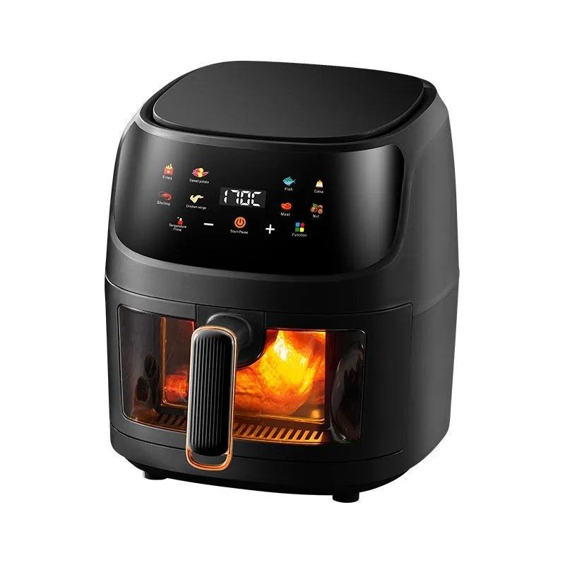 Home Visual Touch Screen Air Fryer 8L black with colour touch screen and large capacity basket
