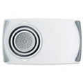 Grey folding chopping board with detachable drain basket showing 50cm cutting surface