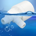 White automatic float valve with three thread sizes for purified water systems