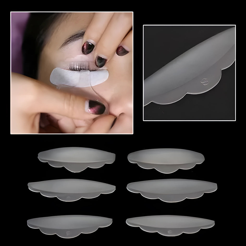 Yuemeixuan silicone eye lash shields pads in green and transparent colours for eyelash extension protection