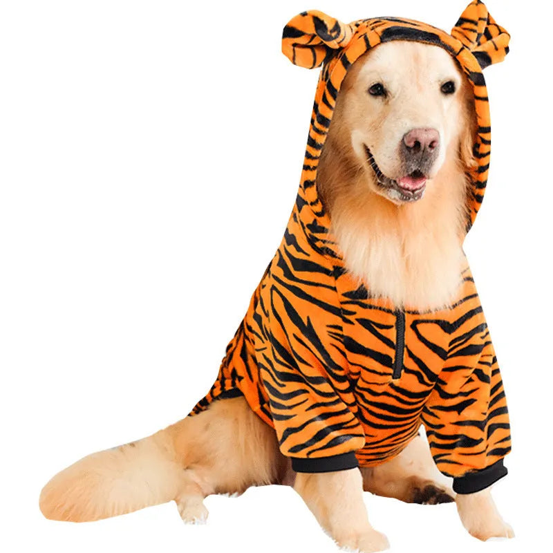 Tiger pet costume for large dogs wool lining polyester autumn winter 3XL to 8XL
