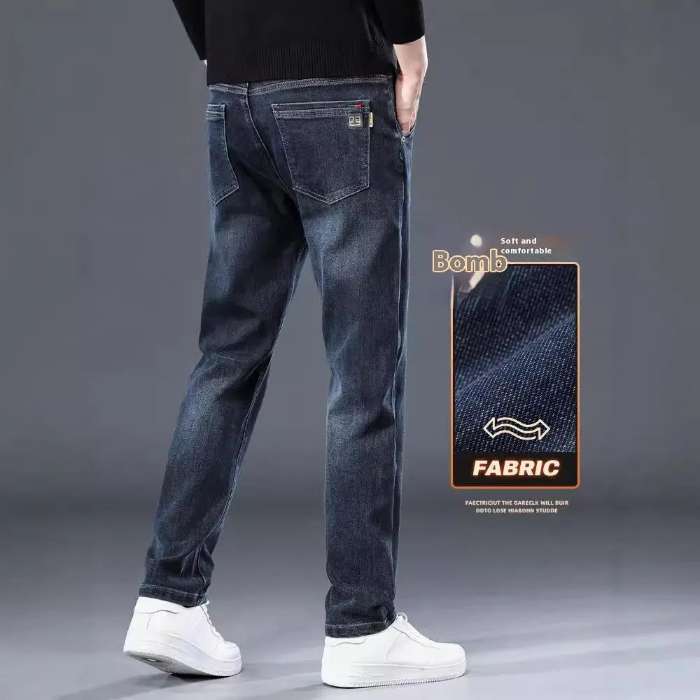 Slim straight casual trousers in black and blue grey colours with micro-elastic fabric
