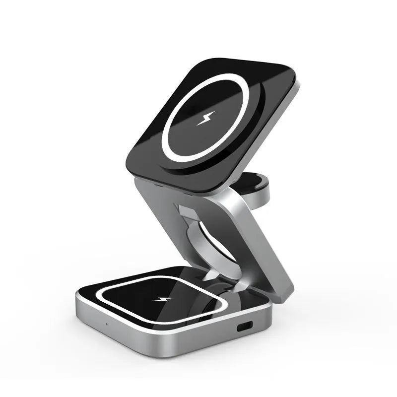 Folding three-in-one desktop wireless charging bracket for Apple Samsung and Google Pixel Watch