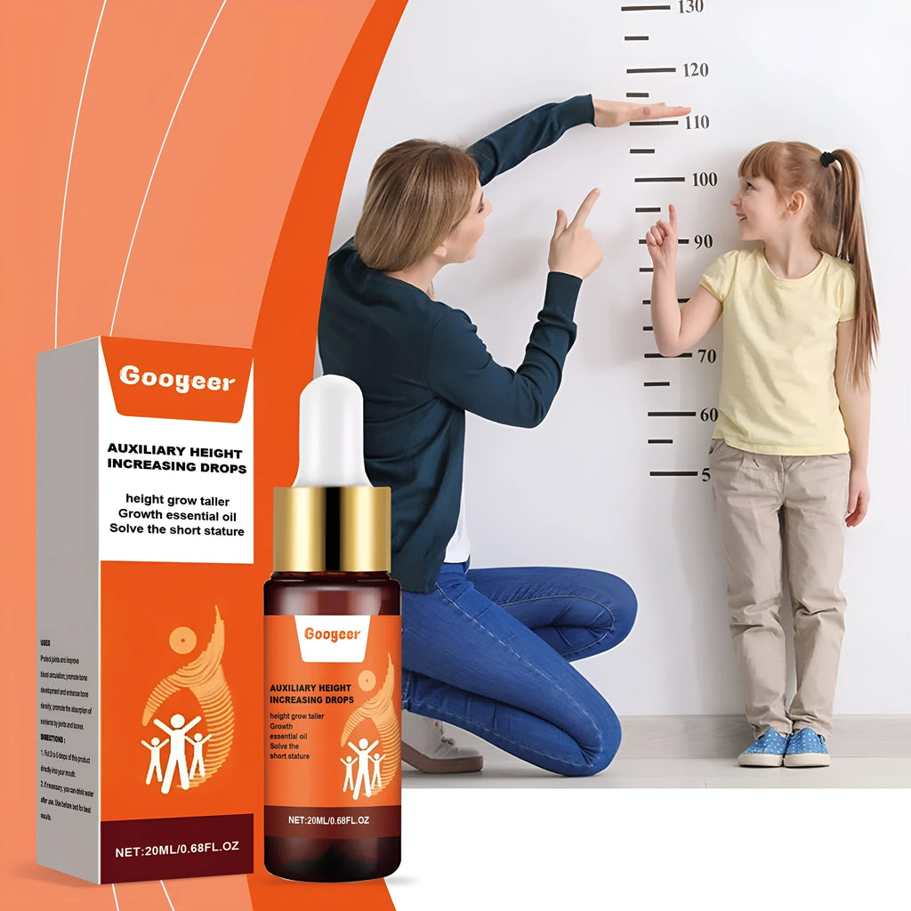 Googeer height increasing body treatment drops 20ml bottle with peppermint and vitamin B1.