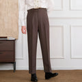 Non-iron high waist straight trousers in Black, side view showing straight leg and zipper fly