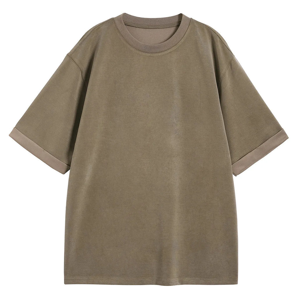 Men's drape knit loose fit T-shirt in black, brown or white solid colours