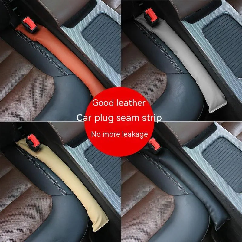 PU leather car seat gap strip in black, beige, brown, and grey colour options
