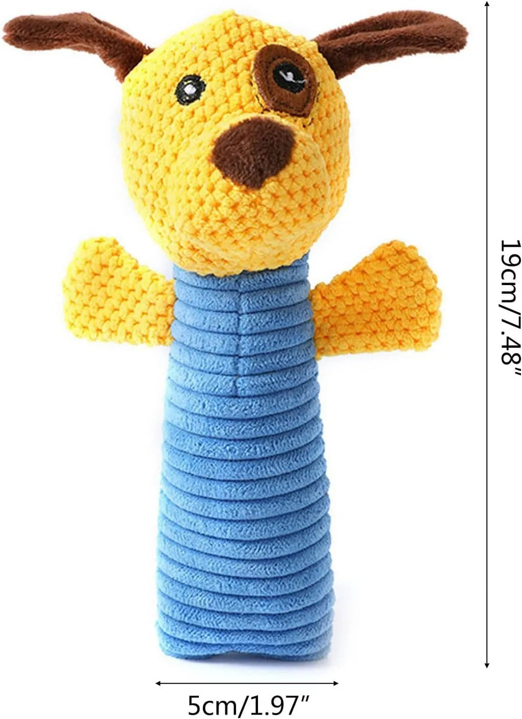 Squeaky stuffed animal dog chew toy in calves, frogs or puppies design, 19cm length