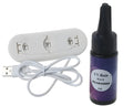 Black UV dryer lamp for curing epoxy resin and DIY jewellery on a desktop