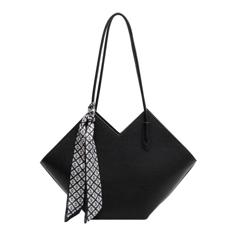 Women's large beige PU shoulder bag with sandwich pocket, shown next to black and brown colour options.
