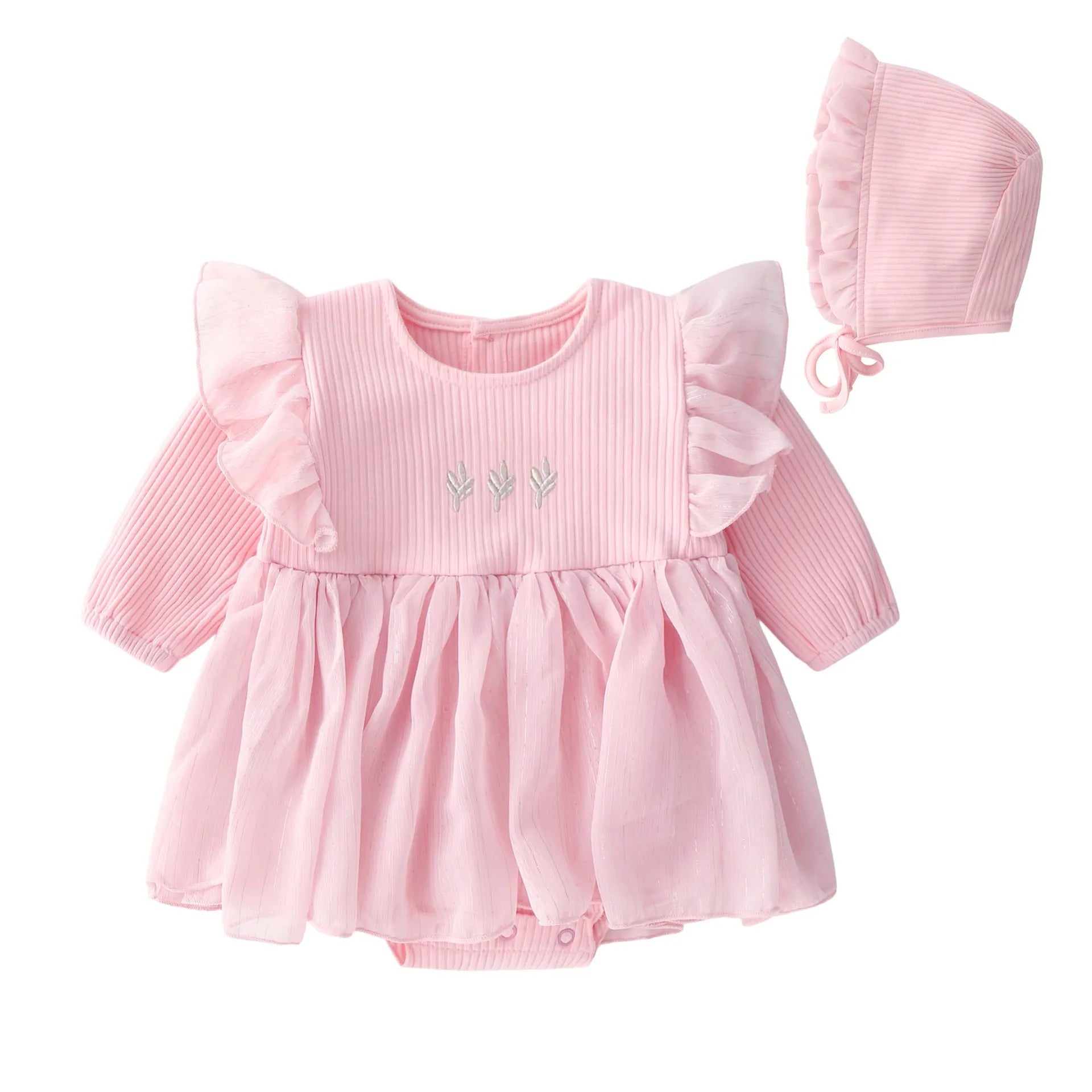 Baby girl fluffy princess dress in cotton fabric, pink red white colours, 59-80cm sizes