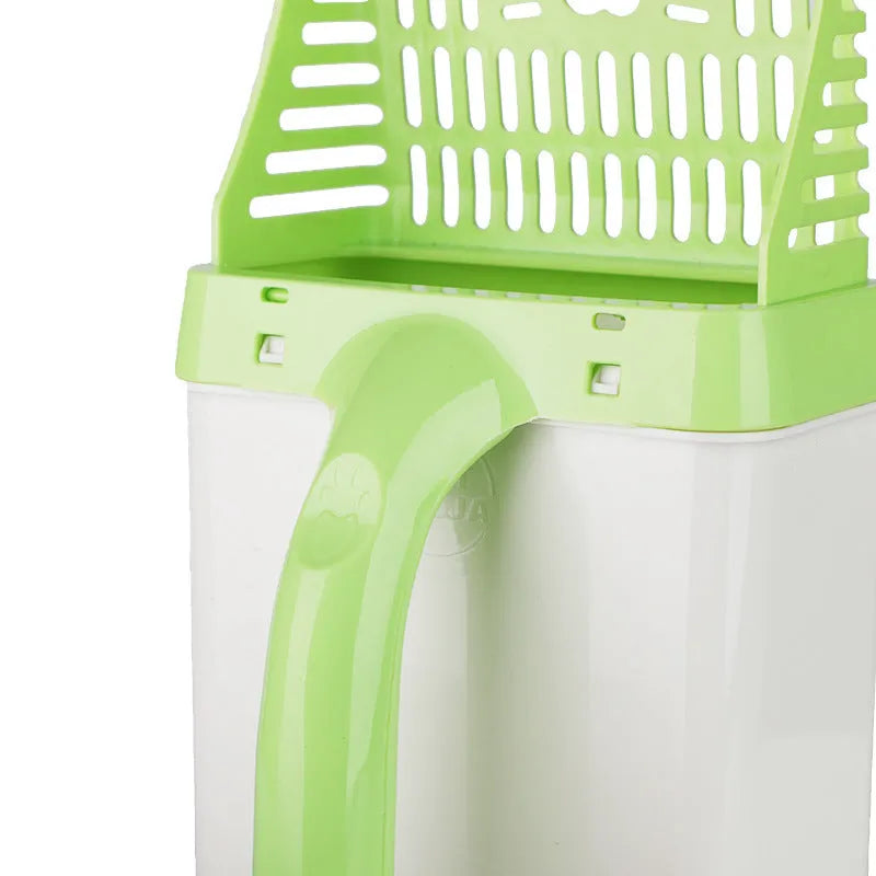 Neater Litter Scooper with attached waste bin and 15 scented bags, 24x10.5x5cm, in green or blue