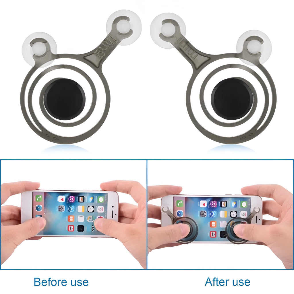 Pair of clear and black universal mini joysticks for mobile phone touch-screen gaming.