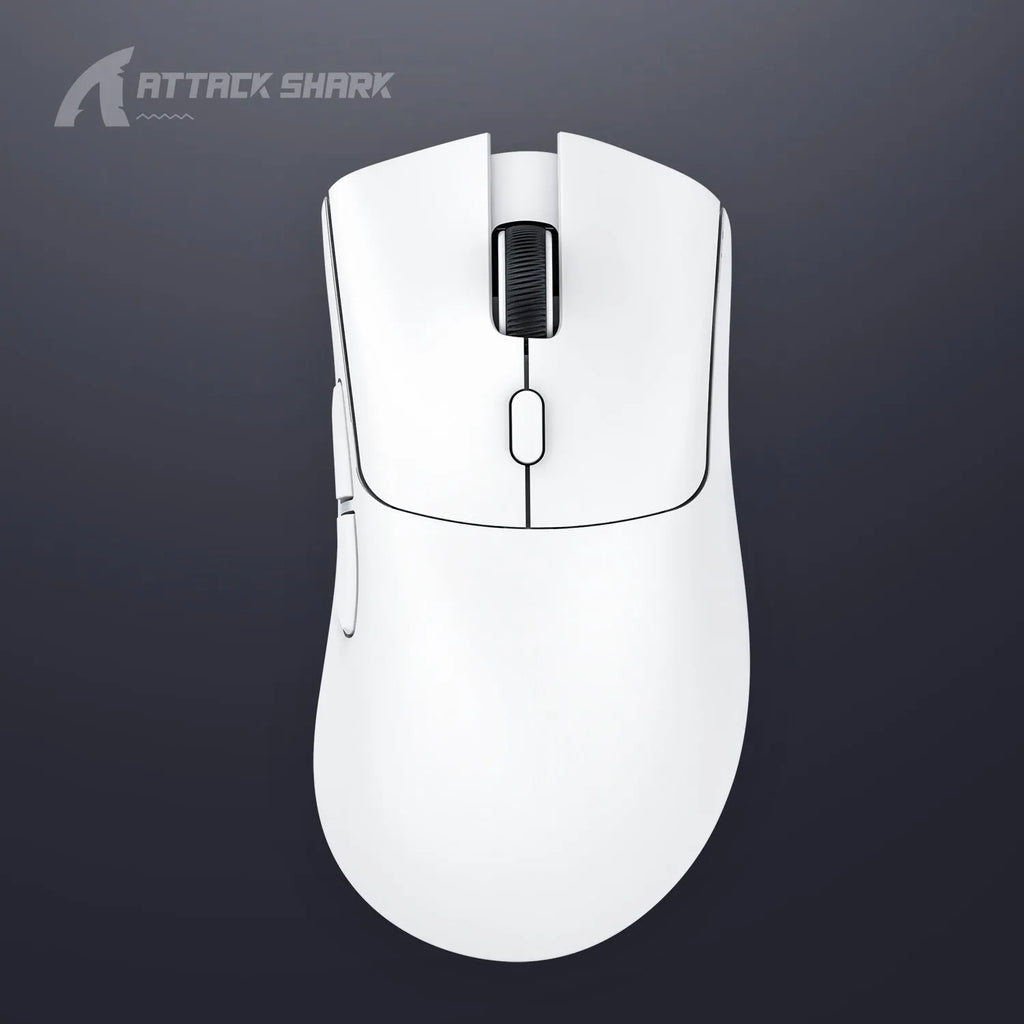 Attack Shark wireless gaming mouse in black, red, or white with USB and Bluetooth connectivity