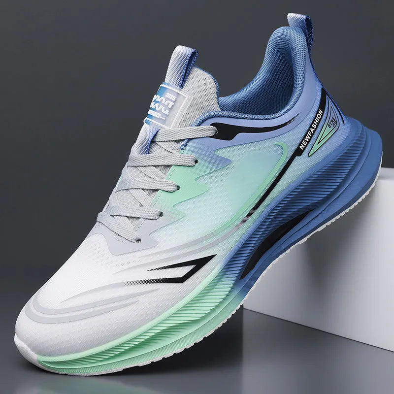 Men's low-top casual sneakers in breathable woven mesh with a round toe and rubber sole.