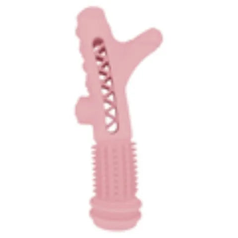 Blue TPRCute dental tree branch chew toy for small dogs on a white background.
