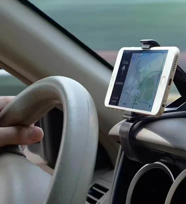 Black G-40 car bracket for mobile phone, shown for steering wheel, instrument panel, or workbench use
