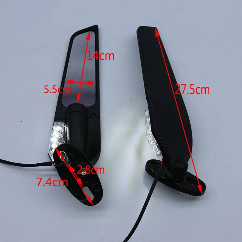 Motorcycle rearview mirror reflector with yellow LED light and aluminium alloy housing