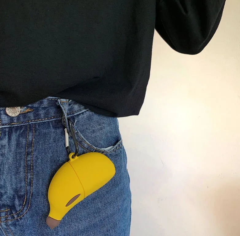 Yellow banana silicone protective case for compatible Apple AirPods Pro wireless headphones