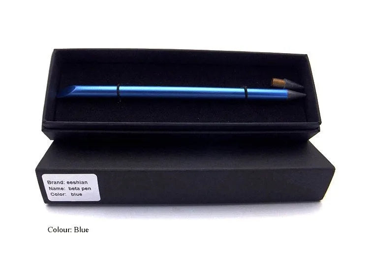 Inkless metal pen in silver, gold, rose gold, black, or blue with 0.5mm alloy nib, spare nib, and pen bag.