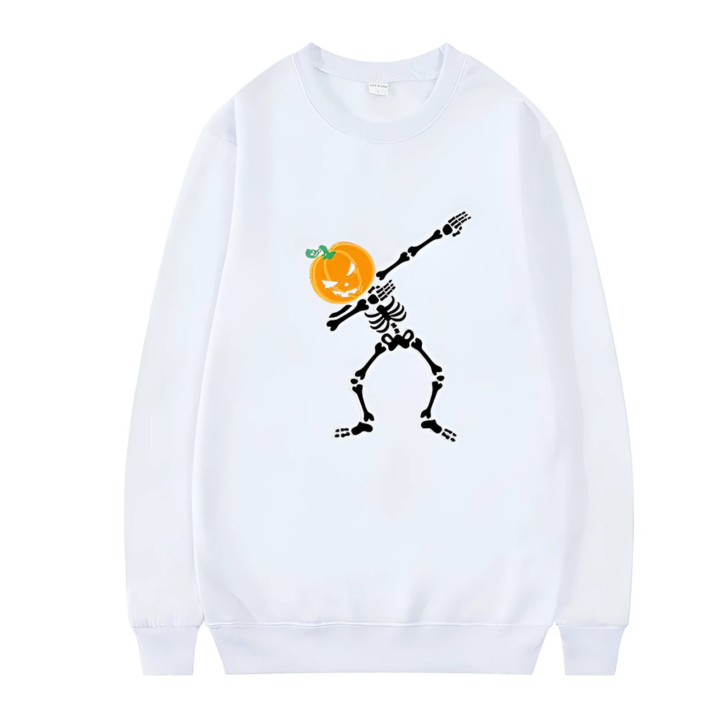 Women's printed long sleeve crew neck top in black, red, yellow, white, or orange red.