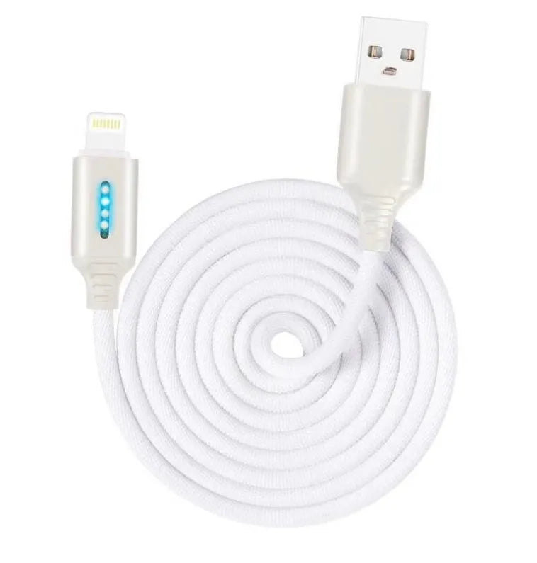 Black fabric weave USB fast charging cable with Android connector, 1 metre long.