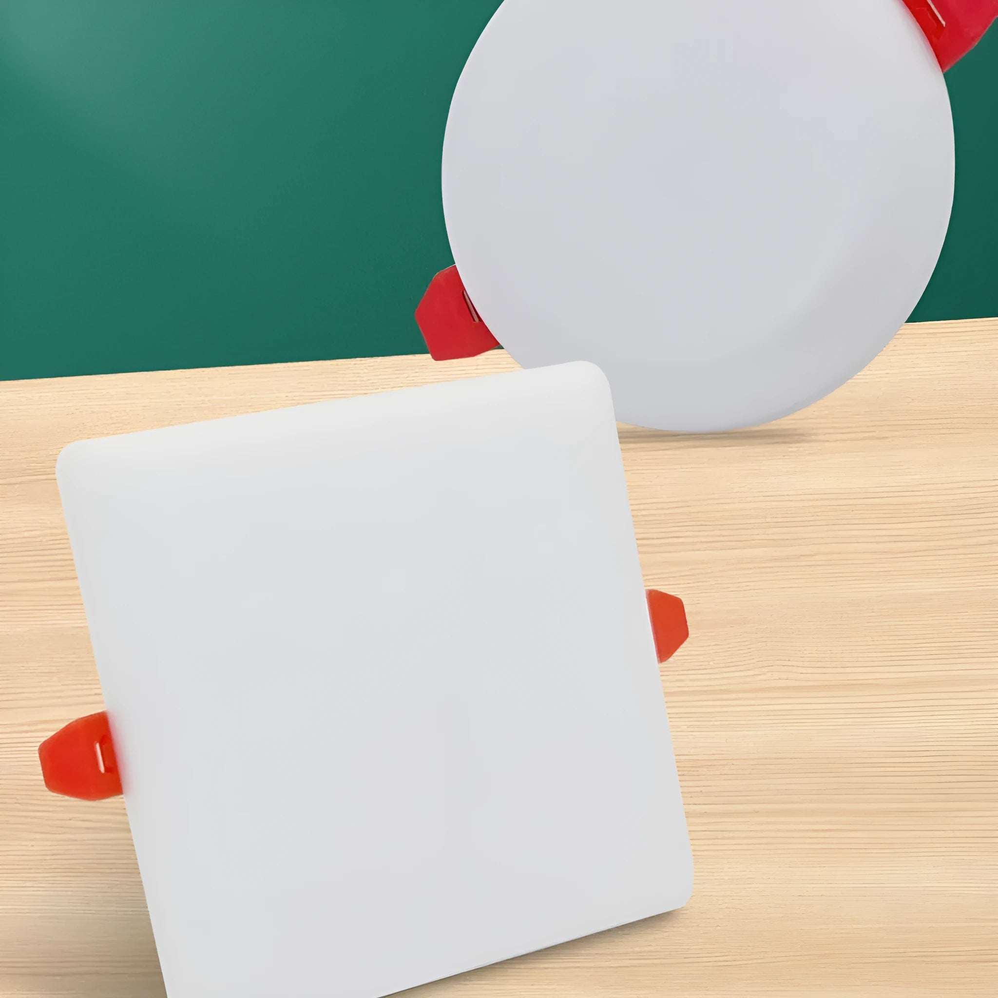 Ultra-thin square and circle aluminium LED panel lights with adjustable mounting holes.