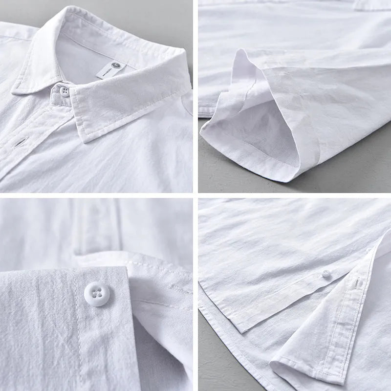 Men's loose fit cotton short-sleeved shirt in cardigan style available in four colours