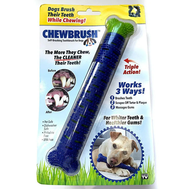 Blue silicone dog tooth brush for canine teeth cleaning, measuring 25 by 5 by 4 centimetres